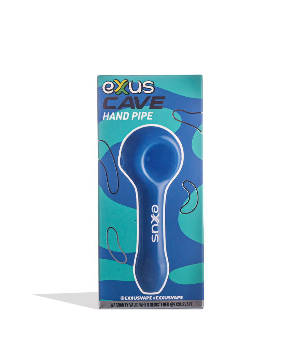Milky Blue Exxus Vape Cave Hand Packaging Pipe Front View on White Background